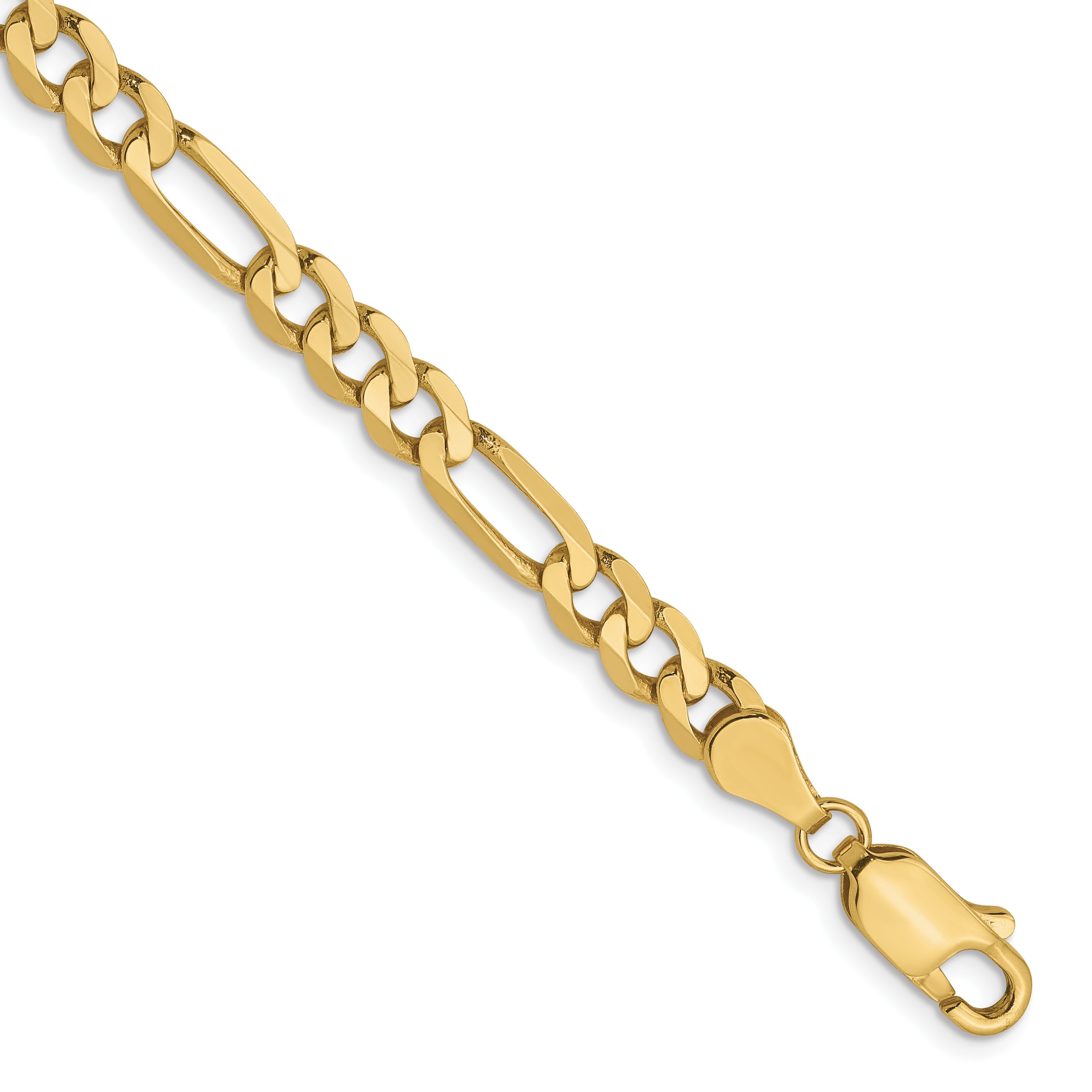 7 Inch 10K Yellow Gold 4.75mm Flat Figaro Chain Bracelet