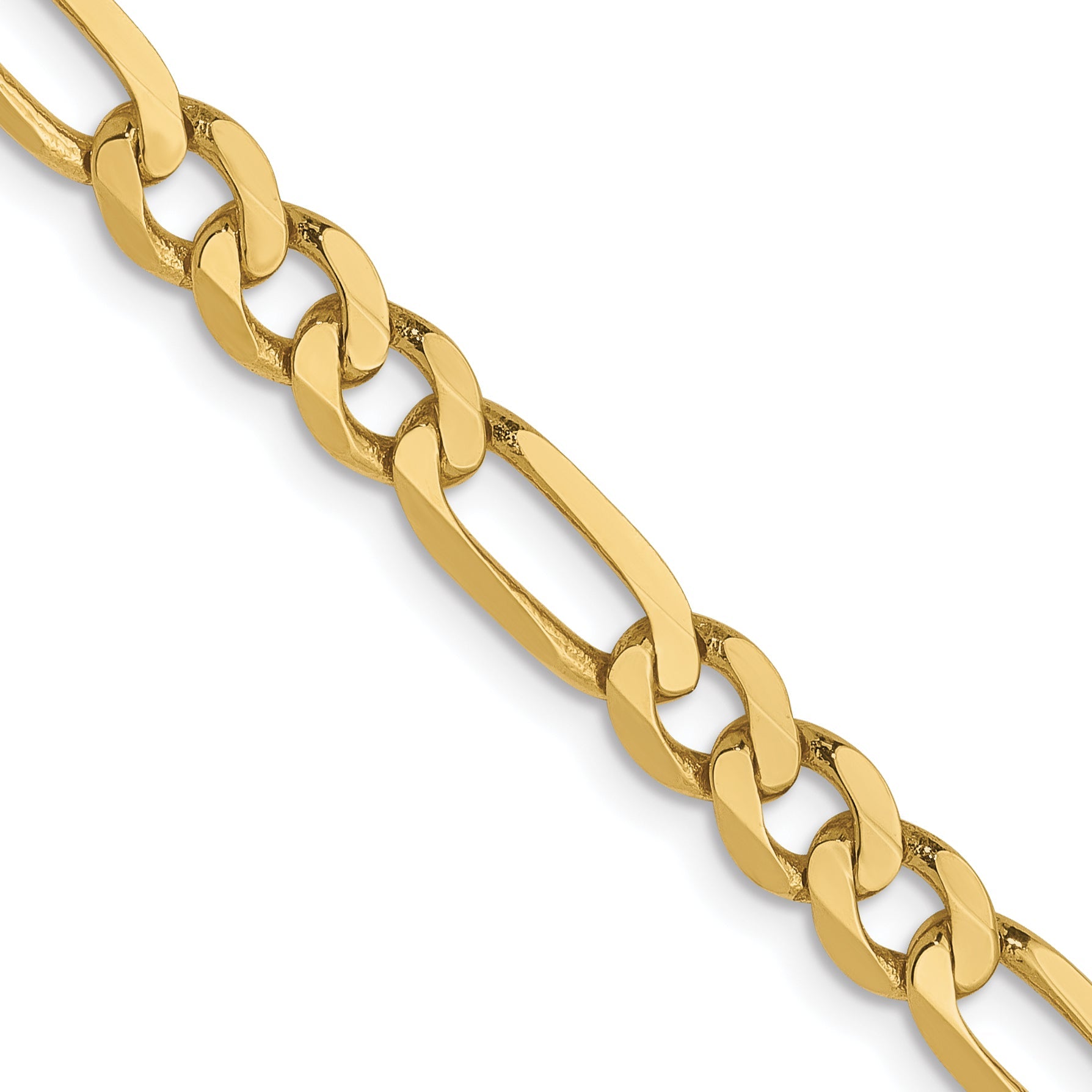 24 Inch 10K Yellow Gold 4.75mm Flat Figaro Chain Necklace