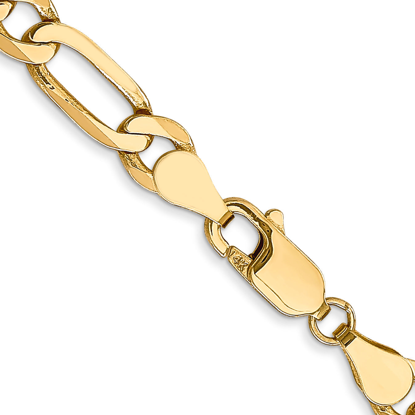 24 Inch 10K Yellow Gold 5.25mm Flat Figaro Chain Necklace