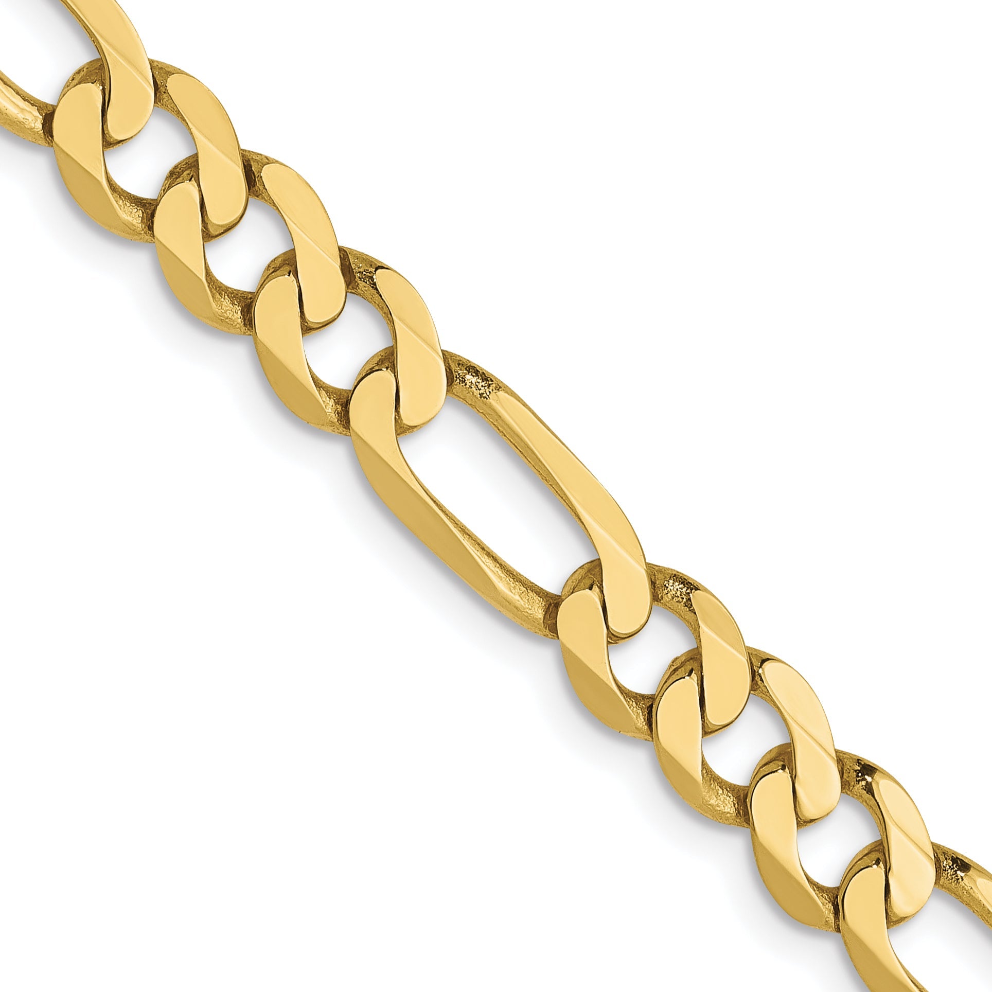 24 Inch 10K Yellow Gold 5.25mm Flat Figaro Chain Necklace