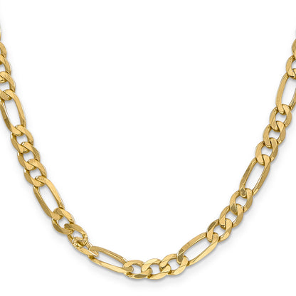24 Inch 10K Yellow Gold 6.25mm Flat Figaro Chain Necklace