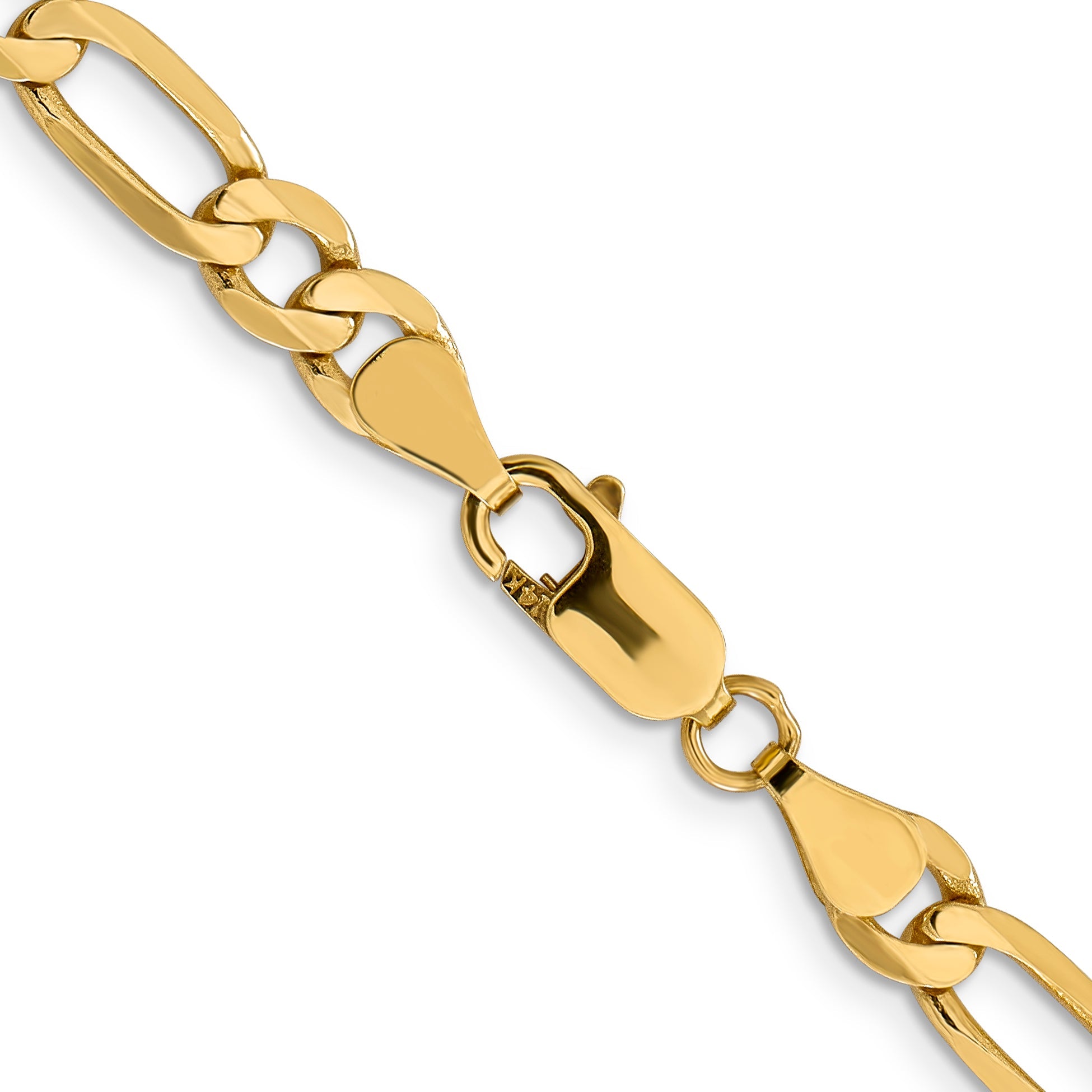 22 Inch 10K Yellow Gold 6.25mm Flat Figaro Chain Necklace