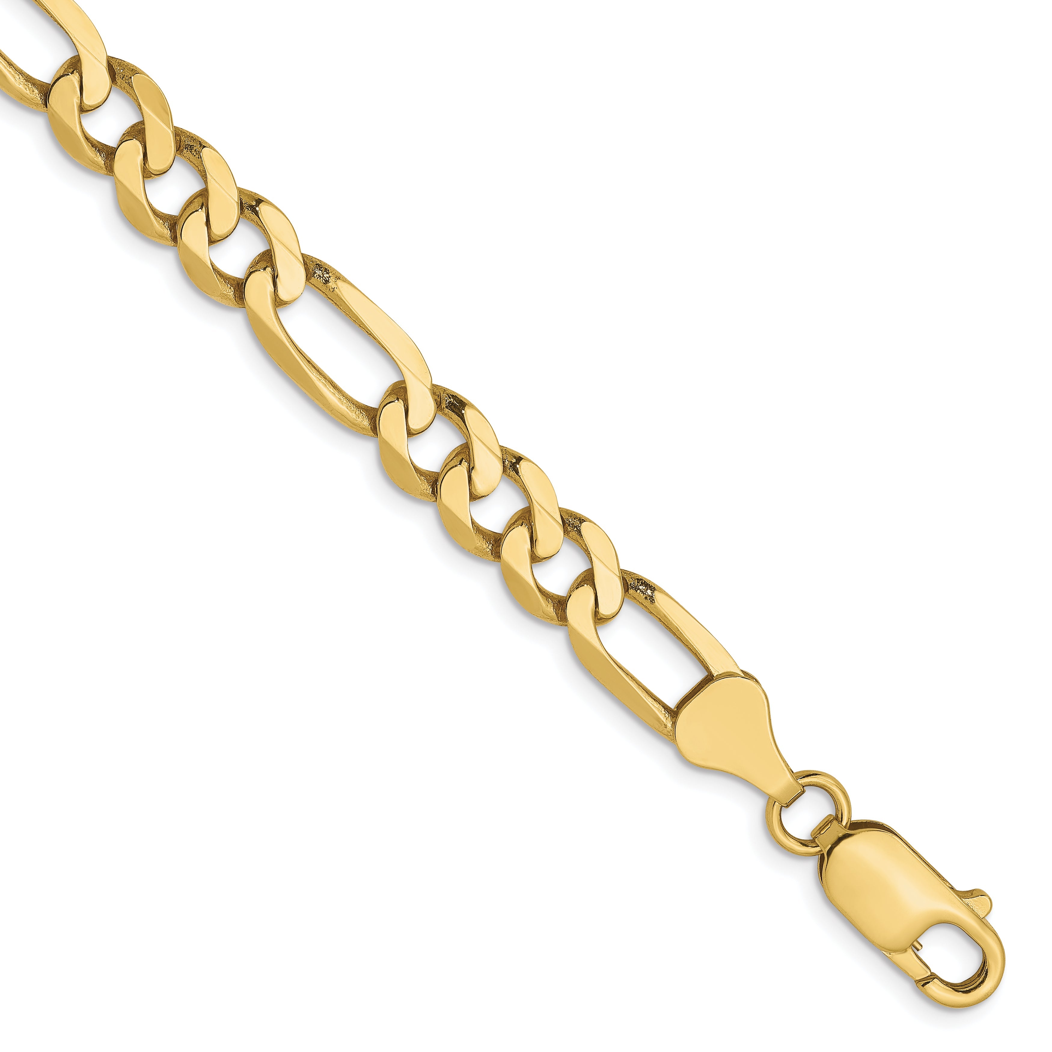 7 Inch 10K Yellow Gold 6.25mm Flat Figaro Chain Bracelet