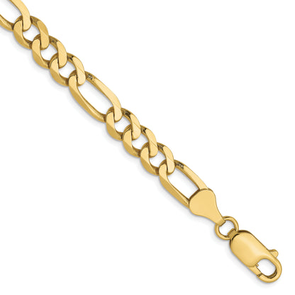 7 Inch 10K Yellow Gold 6.25mm Flat Figaro Chain Bracelet