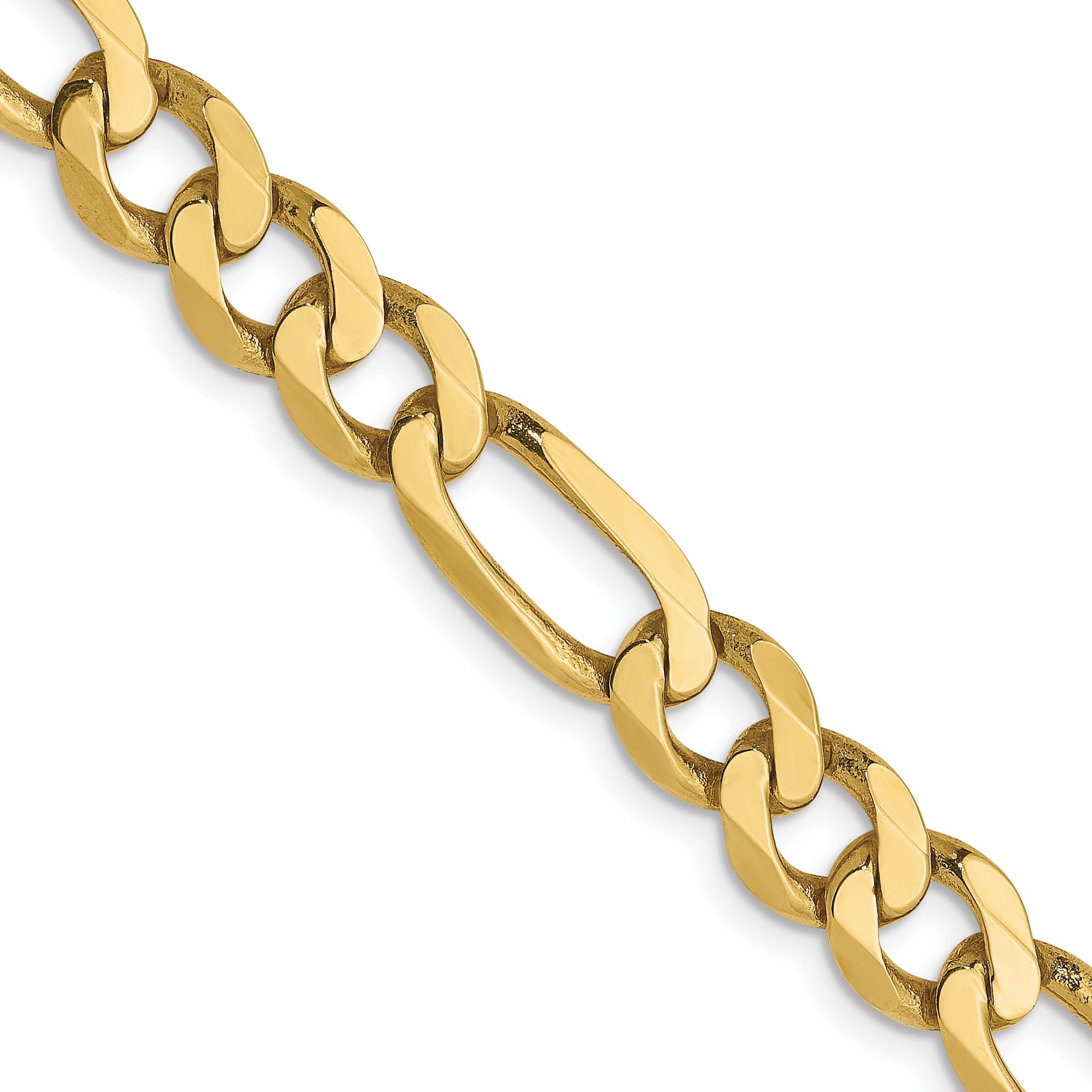 22 Inch 10K Yellow Gold 6.25mm Flat Figaro Chain Necklace
