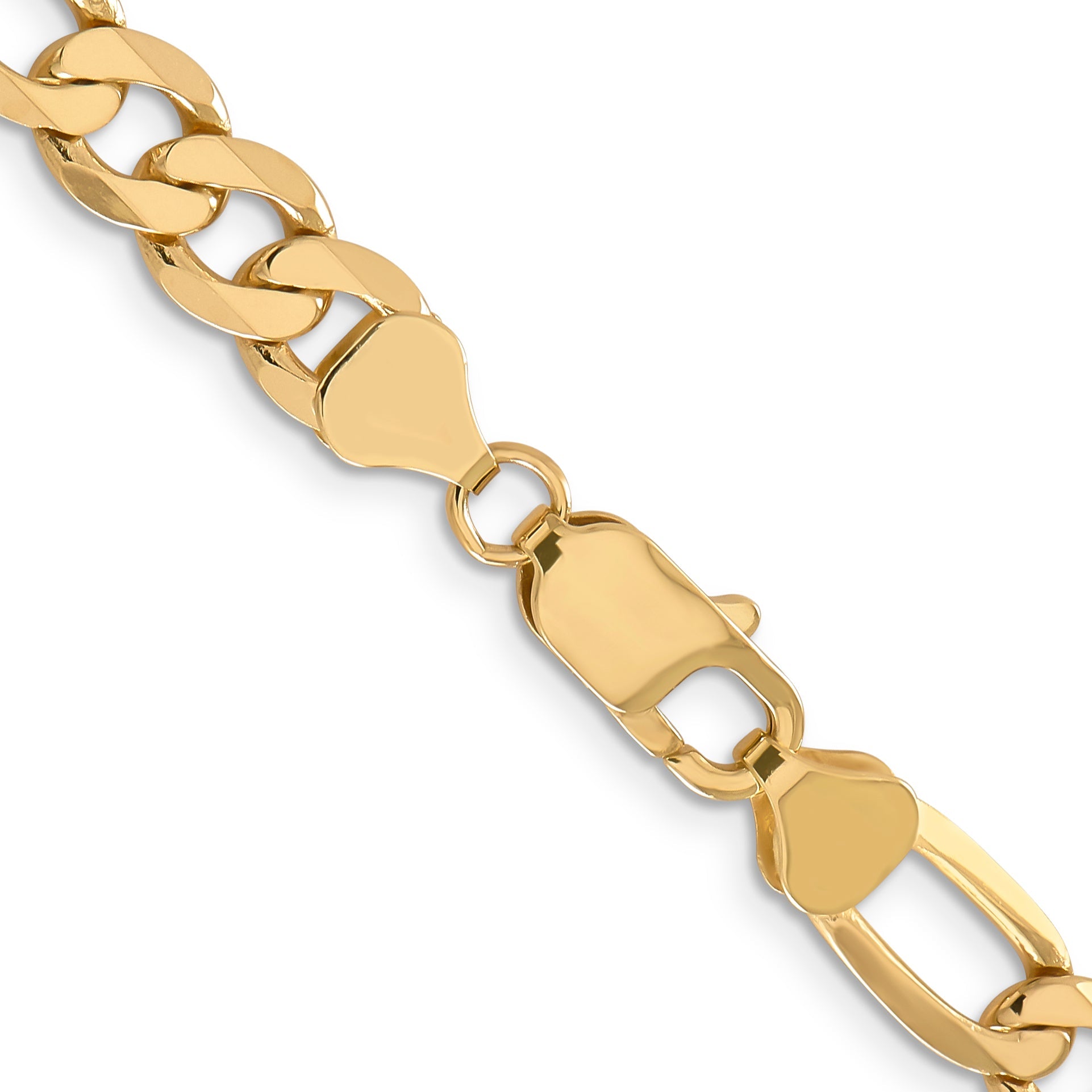 22 Inch 10K Yellow Gold 7.5mm Flat Figaro Chain Necklace