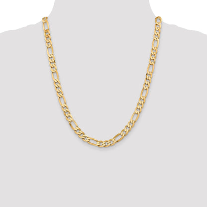 2 Inch 10K Yellow Gold 7.5mm Flat Figaro Chain Necklace