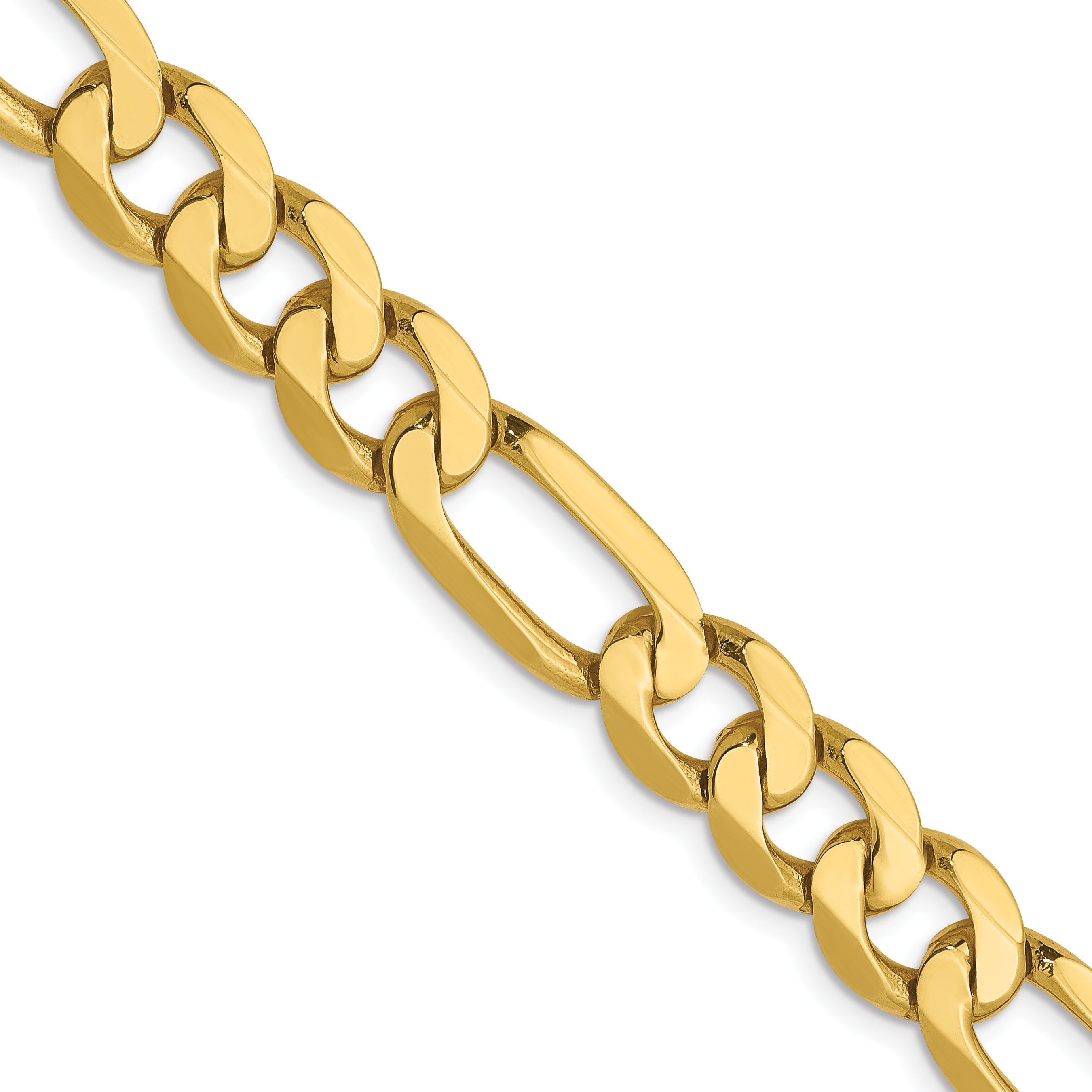 2 Inch 10K Yellow Gold 7.5mm Flat Figaro Chain Necklace