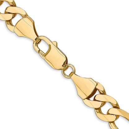 24 Inch 10K Yellow Gold 8.75mm Flat Figaro Chain Necklace