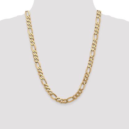 24 Inch 10K Yellow Gold 8.75mm Flat Figaro Chain Necklace
