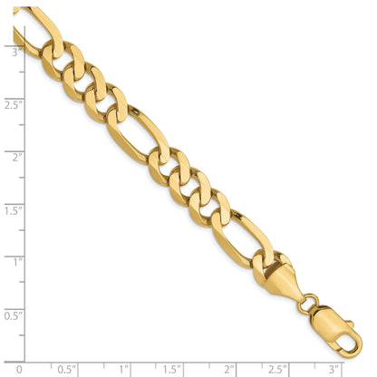 9 Inch 10K Yellow Gold 8.75mm Flat Figaro Chain Bracelet