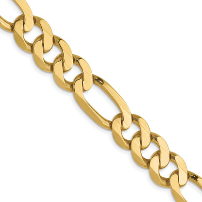 22 Inch 10K Yellow Gold 8.75mm Flat Figaro Chain Necklace