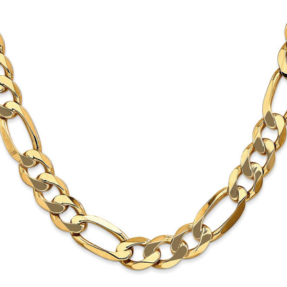 24 Inch 10K Yellow Gold 10mm Flat Figaro Chain Necklace