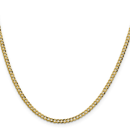 16 Inch 10K Yellow Gold 3.1mm Lightweight Flat Cuban Chain Necklace