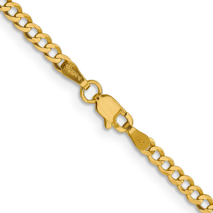 16 Inch 10K Yellow Gold 3.1mm Lightweight Flat Cuban Chain Necklace