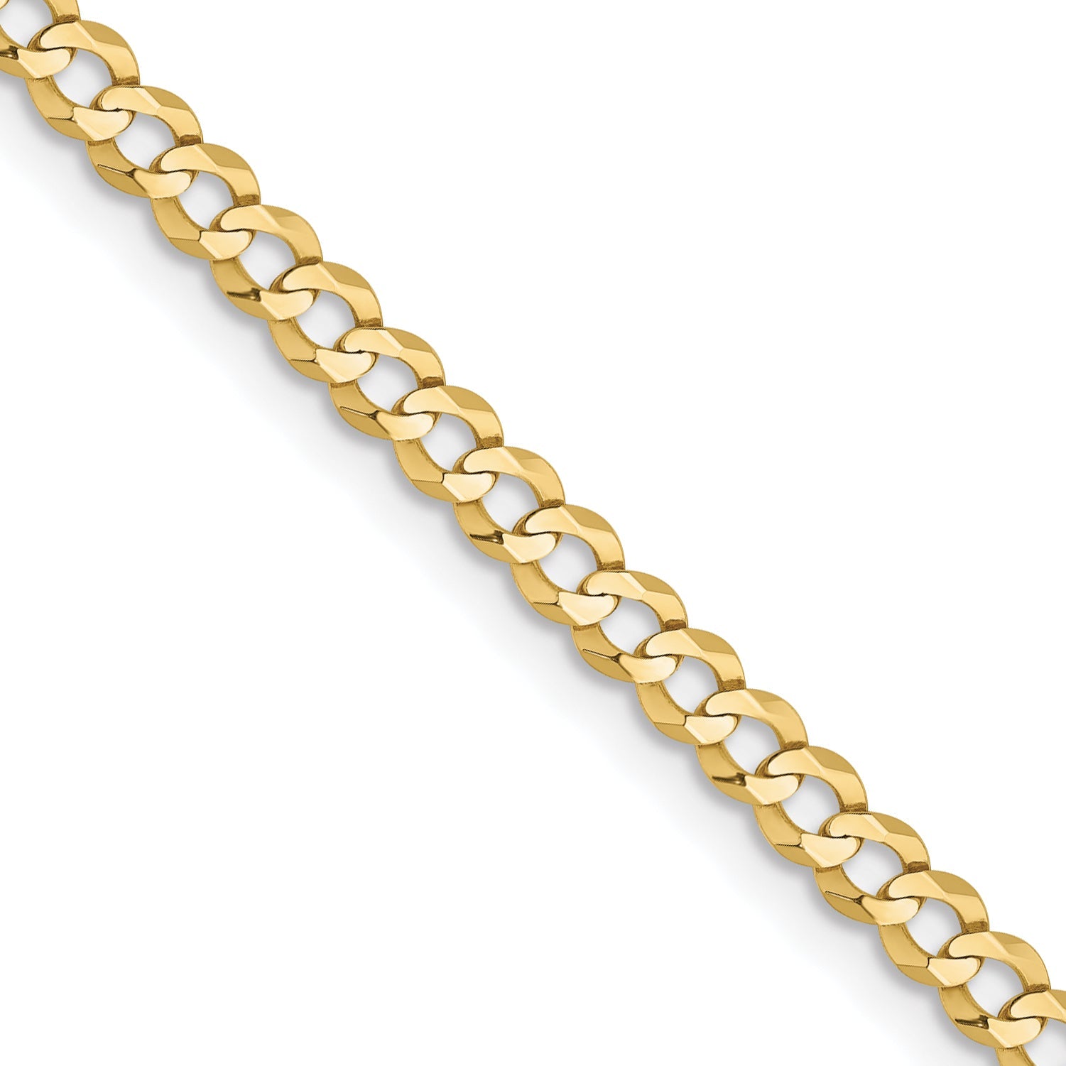 22 Inch 10K Yellow Gold 3.1mm Lightweight Flat Cuban Chain Necklace