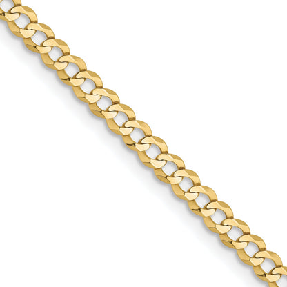 22 Inch 10K Yellow Gold 3.1mm Lightweight Flat Cuban Chain Necklace
