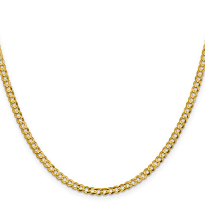 16 Inch 10K Yellow Gold 3.7mm Lightweight Flat Cuban Chain Necklace
