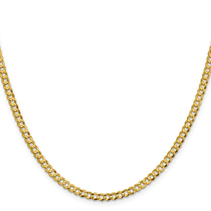 26 Inch 10K Yellow Gold 3.7mm Lightweight Flat Cuban Chain Necklace