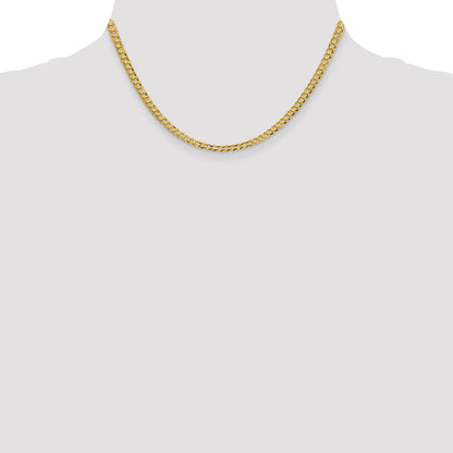 16 Inch 10K Yellow Gold 3.7mm Lightweight Flat Cuban Chain Necklace