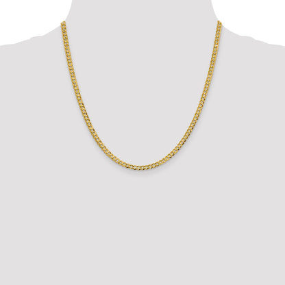 2 Inch 10K Yellow Gold 3.7mm Lightweight Flat Cuban Chain Necklace
