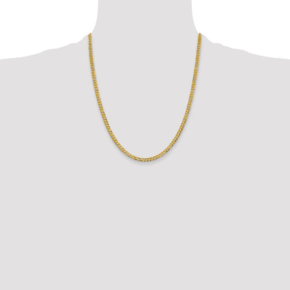 22 Inch 10K Yellow Gold 3.7mm Lightweight Flat Cuban Chain Necklace