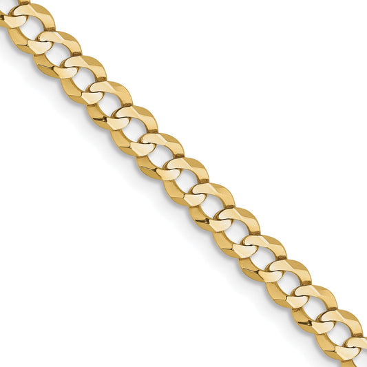16 Inch 10K Yellow Gold 3.7mm Lightweight Flat Cuban Chain Necklace