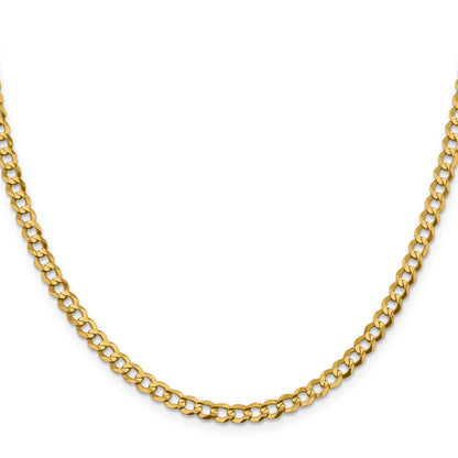 18 Inch 10K Yellow Gold 4.7mm Lightweight Flat Cuban Chain Necklace