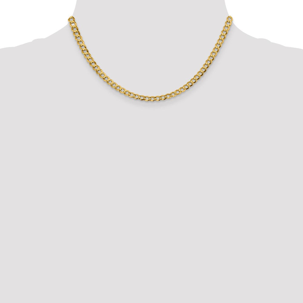 16 Inch 10K Yellow Gold 4.7mm Lightweight Flat Cuban Chain Necklace