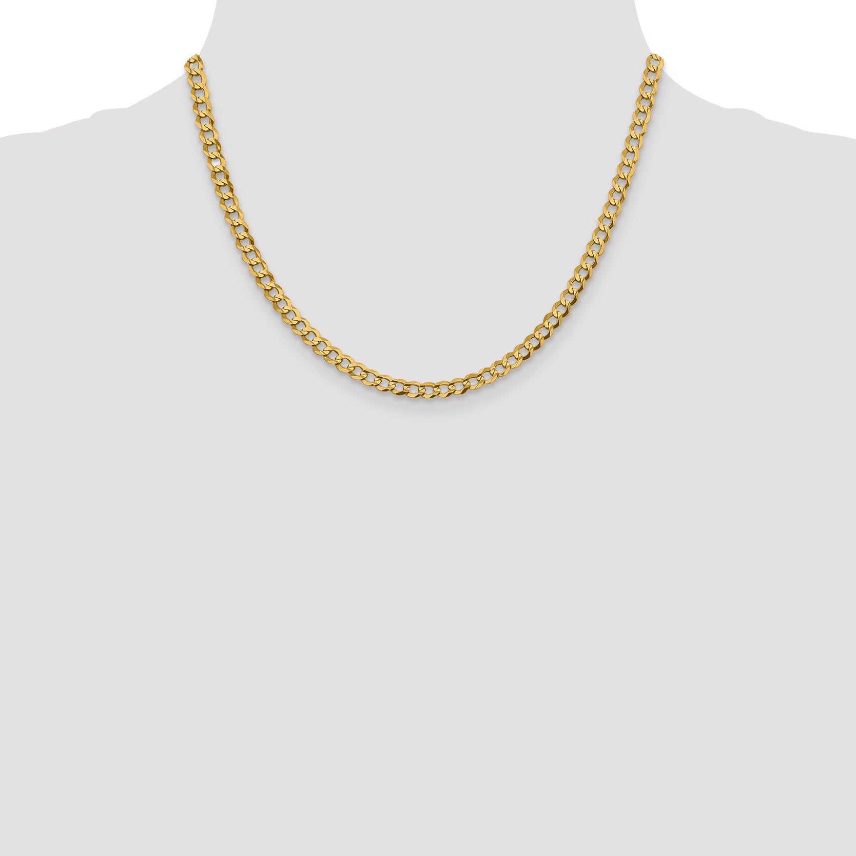 18 Inch 10K Yellow Gold 4.7mm Lightweight Flat Cuban Chain Necklace