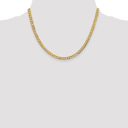 18 Inch 10K Yellow Gold 4.7mm Lightweight Flat Cuban Chain Necklace