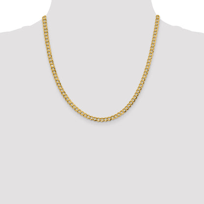 2 Inch 10K Yellow Gold 4.7mm Lightweight Flat Cuban Chain Necklace
