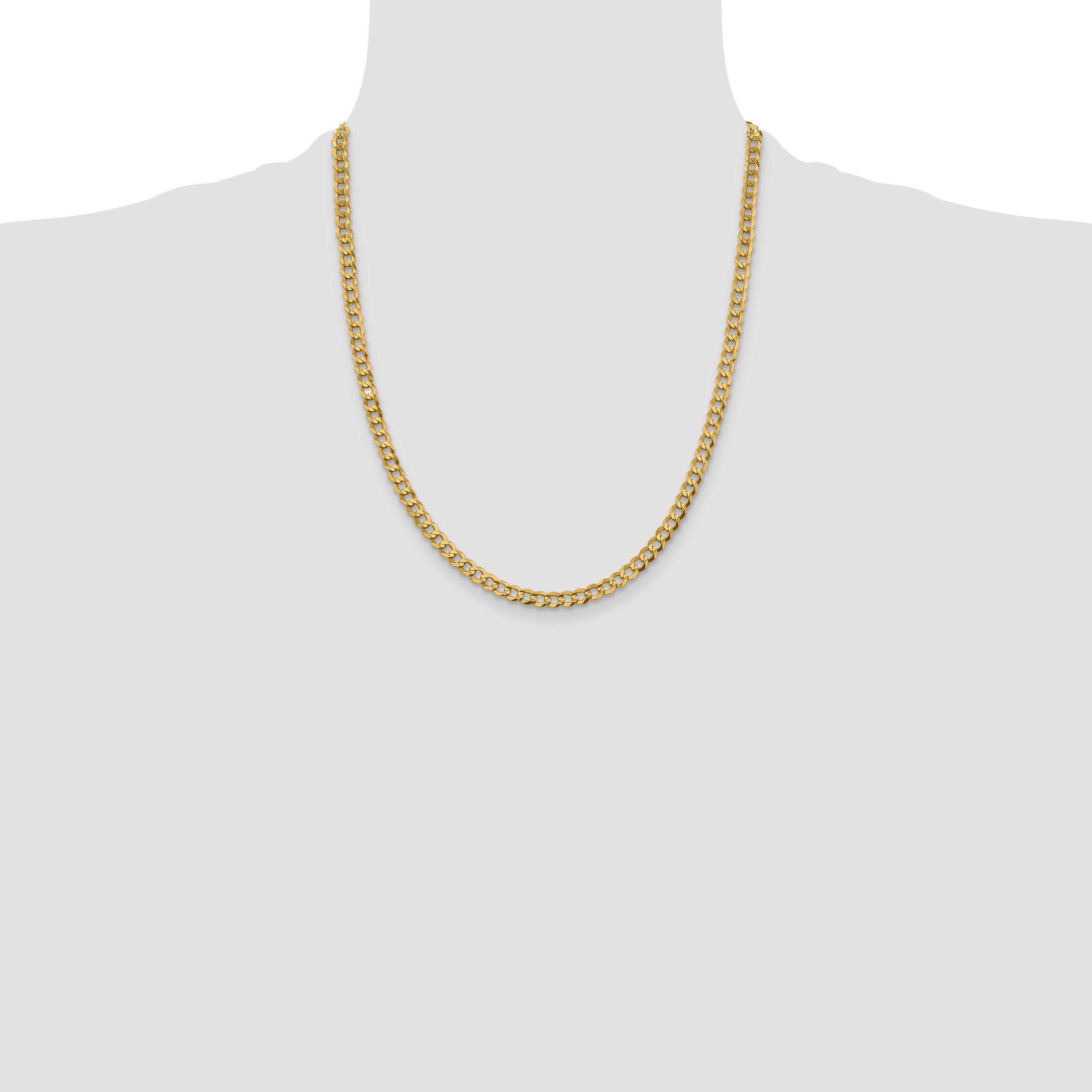 22 Inch 10K Yellow Gold 4.7mm Lightweight Flat Cuban Chain Necklace