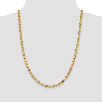 24 Inch 10K Yellow Gold 4.7mm Lightweight Flat Cuban Chain Necklace