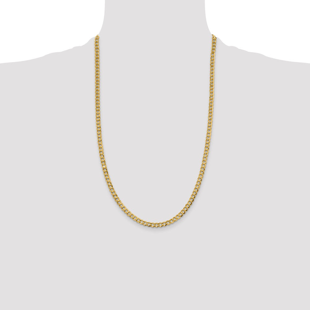 26 Inch 10K Yellow Gold 4.7mm Lightweight Flat Cuban Chain Necklace