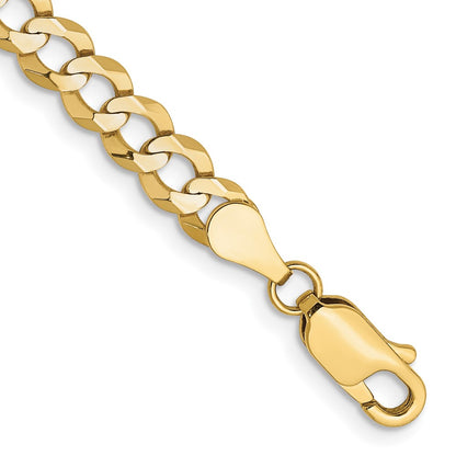 7 Inch 10K Yellow Gold 4.7mm Lightweight Flat Cuban Chain Bracelet