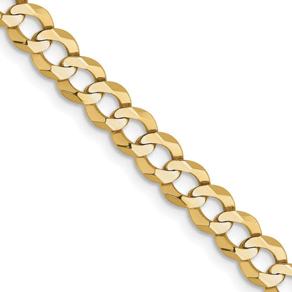 26 Inch 10K Yellow Gold 4.7mm Lightweight Flat Cuban Chain Necklace