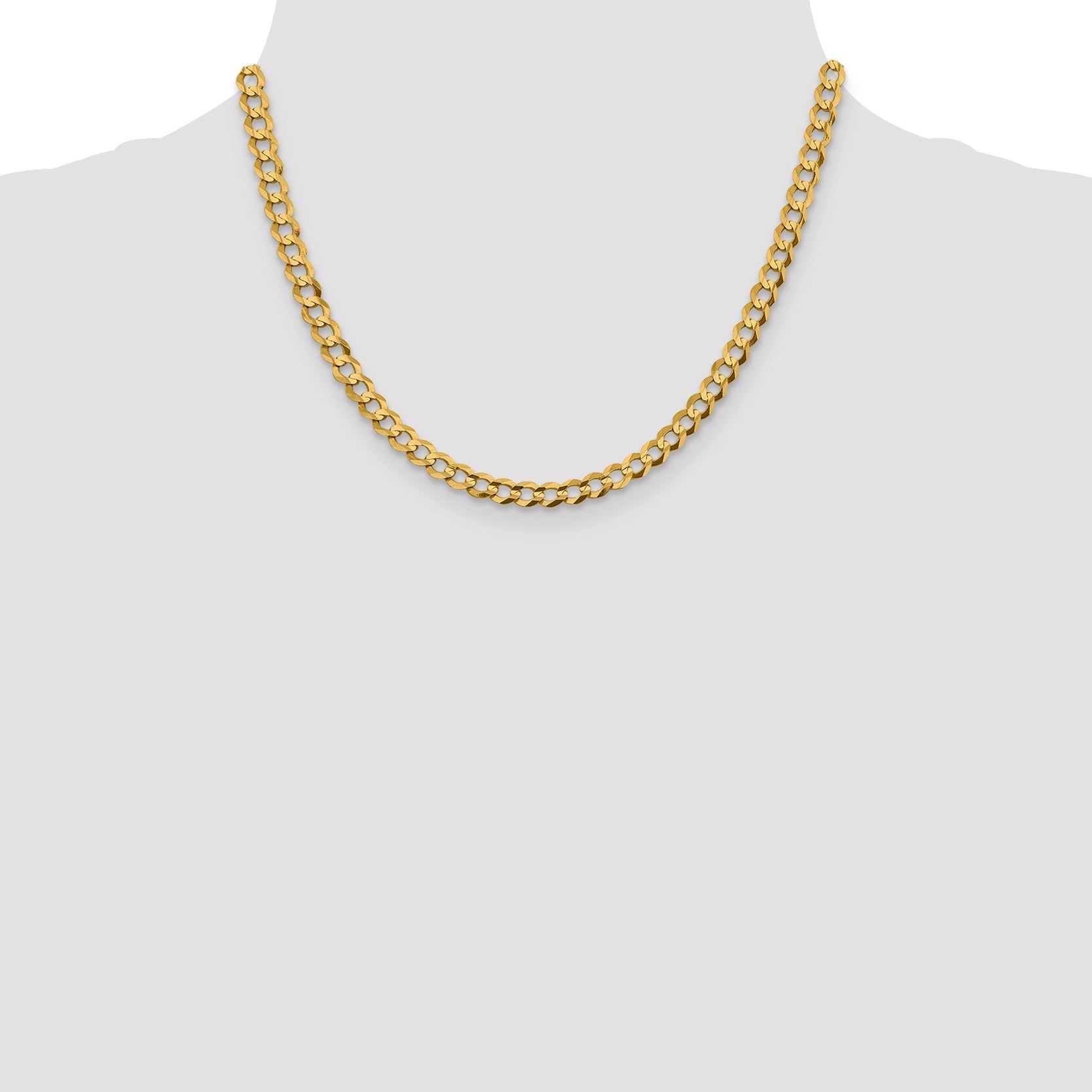 18 Inch 10K Yellow Gold 5.9mm Lightweight Flat Cuban Chain Necklace