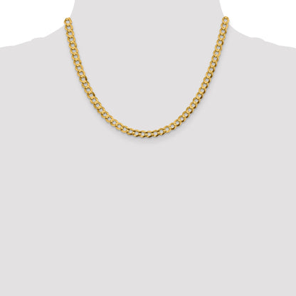 18 Inch 10K Yellow Gold 5.9mm Lightweight Flat Cuban Chain Necklace