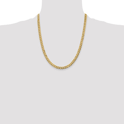 22 Inch 10K Yellow Gold 5.9mm Lightweight Flat Cuban Chain Necklace