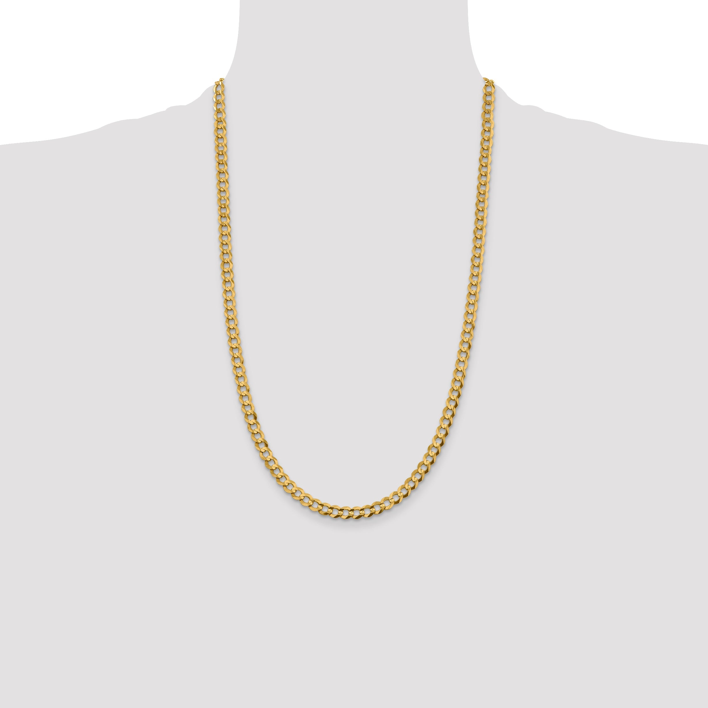 26 Inch 10K Yellow Gold 5.9mm Lightweight Flat Cuban Chain Necklace