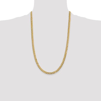 26 Inch 10K Yellow Gold 5.9mm Lightweight Flat Cuban Chain Necklace