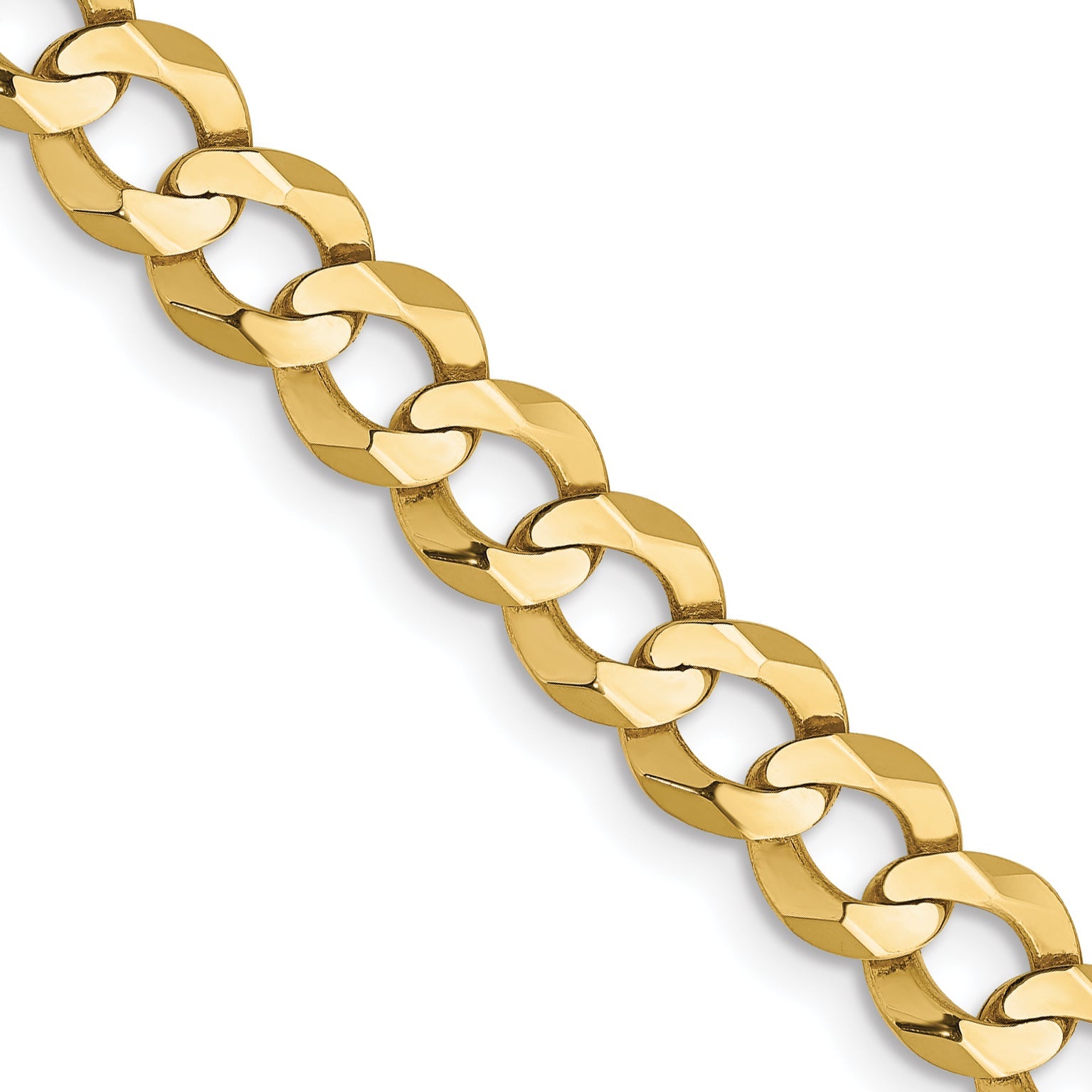 26 Inch 10K Yellow Gold 5.9mm Lightweight Flat Cuban Chain Necklace