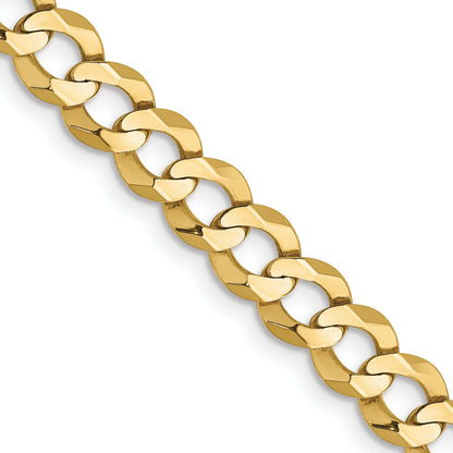 26 Inch 10K Yellow Gold 5.9mm Lightweight Flat Cuban Chain Necklace
