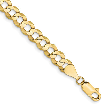 8 Inch 10K Yellow Gold 7.2mm Lightweight Flat Cuban Chain Bracelet