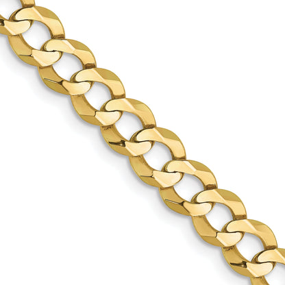 22 Inch 10K Yellow Gold 7.2mm Lightweight Flat Cuban Chain Necklace