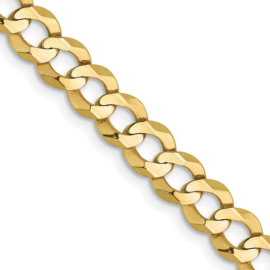 2 Inch 10K Yellow Gold 7.2mm Lightweight Flat Cuban Chain Necklace