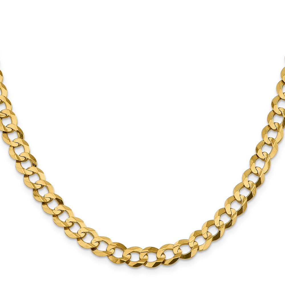 24 Inch 10K Yellow Gold 8.3mm Lightweight Flat Cuban Chain Necklace