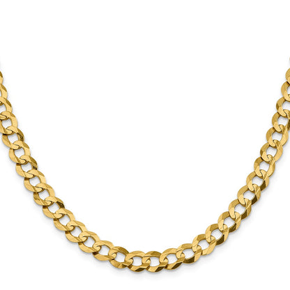 24 Inch 10K Yellow Gold 8.3mm Lightweight Flat Cuban Chain Necklace