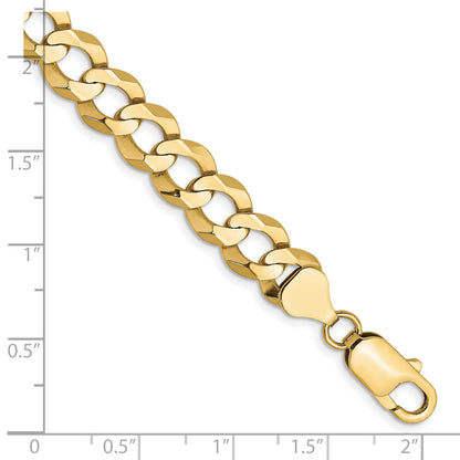 8 Inch 10K Yellow Gold 8.3mm Lightweight Flat Cuban Chain Bracelet